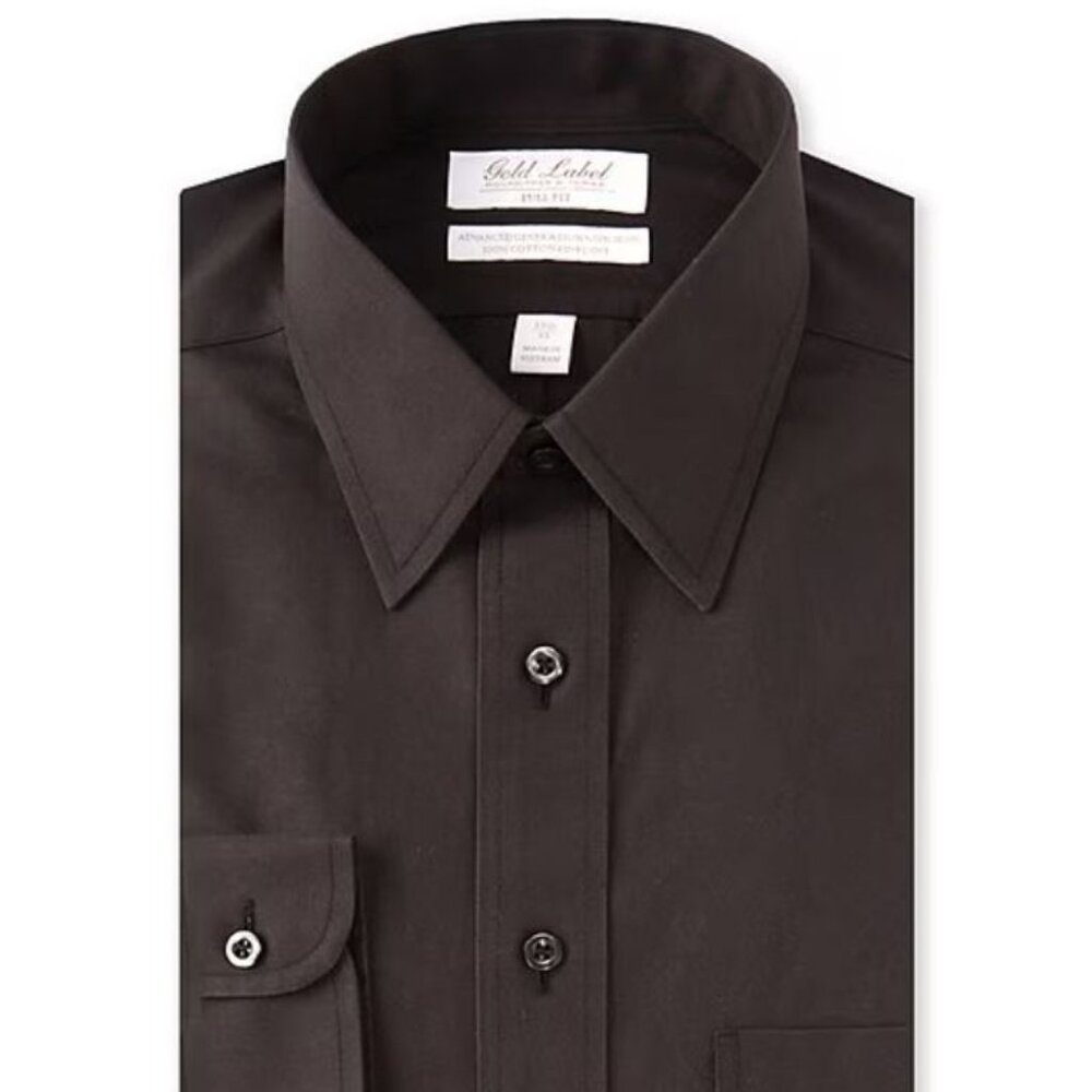 Gold Label Roundtree & Yorke Full-Fit Non-Iron Point-Collar Solid Shirt 16.5-35
